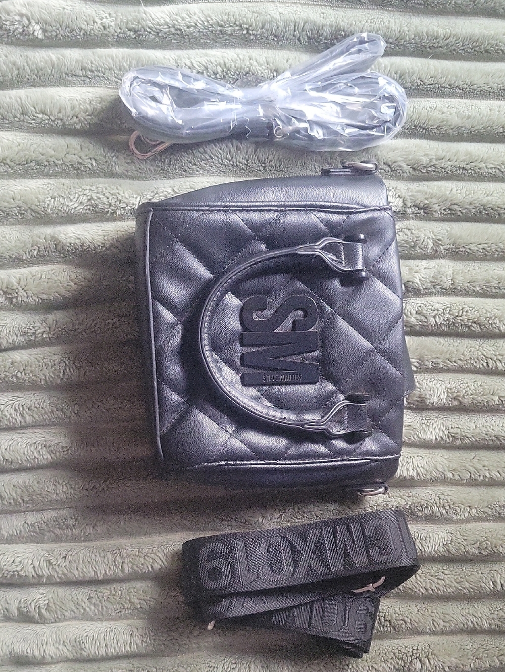Steve Madden Black Quilted Mini Handbag with Strap